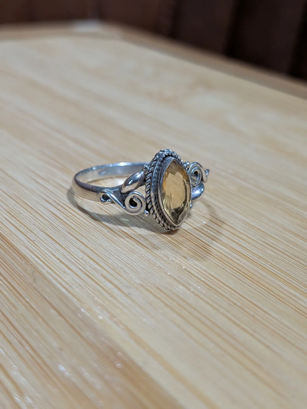 Sterling Silver Citrine Marquise Ring - Yellow Gemstone, Sterling Silver